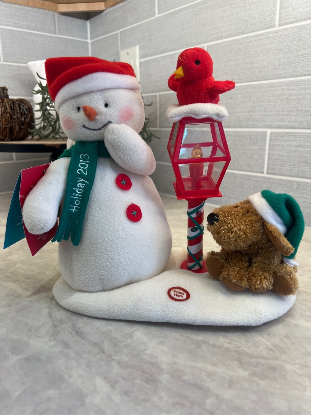 Hallmark Holiday 2013 Plush Singing Snowman and Dog Figure with Lighted Lantern